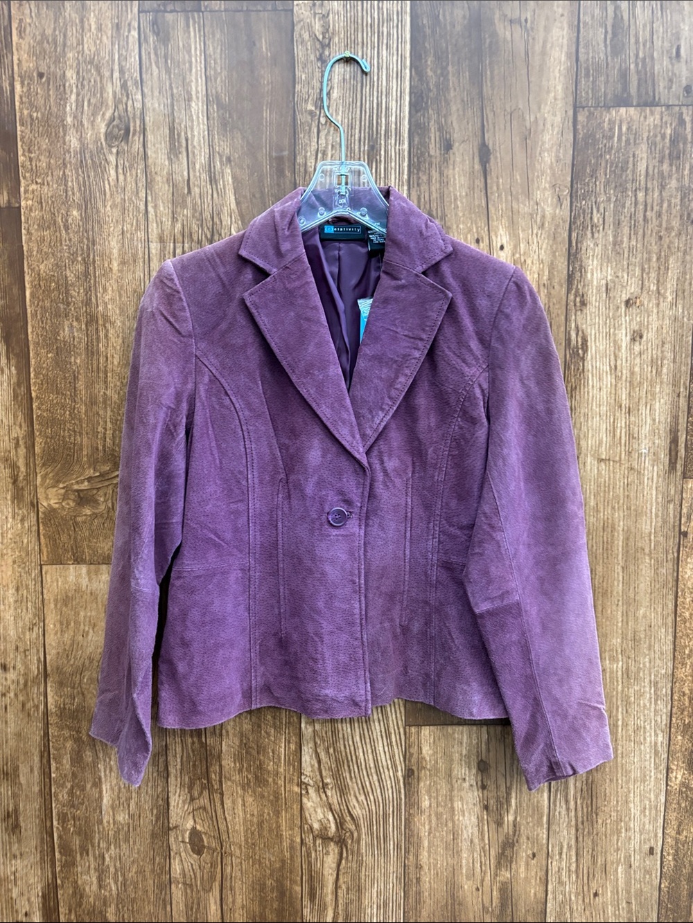 (r) elativity Suede Single-Button Blazer in Plum